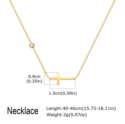 Cross Necklace for Women 14K Gold Plated Dainty Small Cross And CZ Pendant