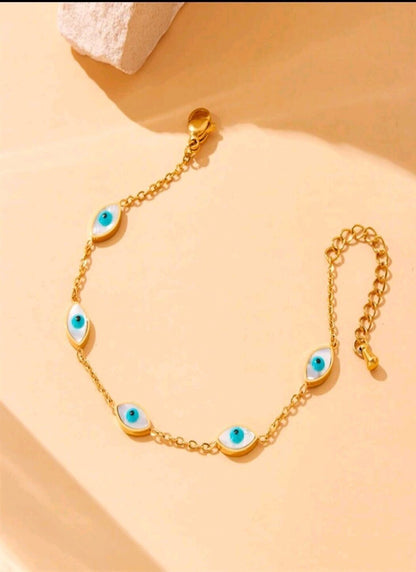 Evil Eye Protection  18k Plated Jewelry Set Necklace Bracelet, And Earrings ￼￼