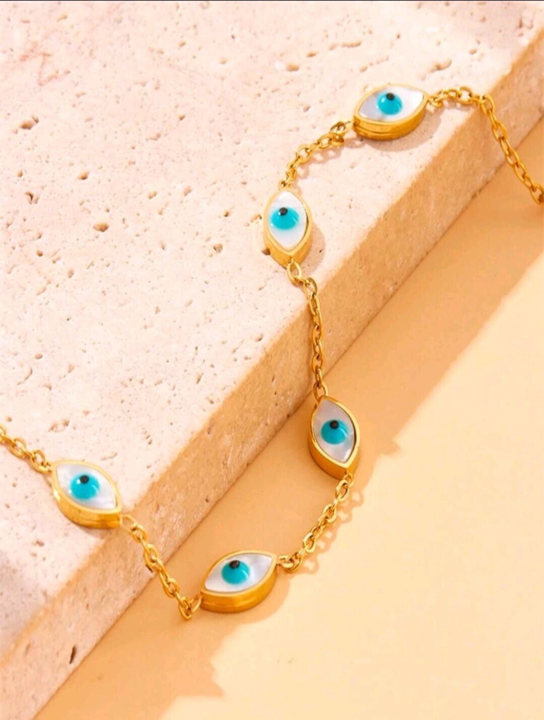 Evil Eye Protection  18k Plated Jewelry Set Necklace Bracelet, And Earrings ￼￼