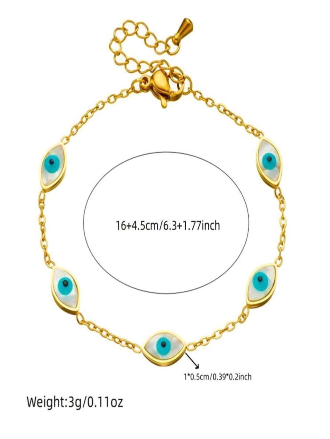 Evil Eye Protection  18k Plated Jewelry Set Necklace Bracelet, And Earrings ￼￼