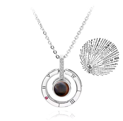 925 Silver Necklace & Projection Pendant Reads (I Love You) 100 Languages