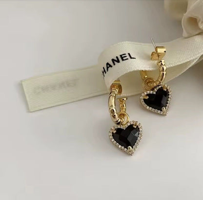 Black Heart Earrings Women Zircon Drop Couple Creative Elegant Jewelry Love