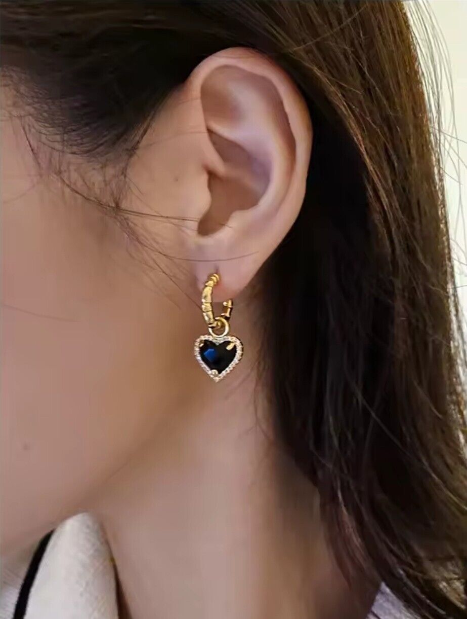 Black Heart Earrings Women Zircon Drop Couple Creative Elegant Jewelry Love