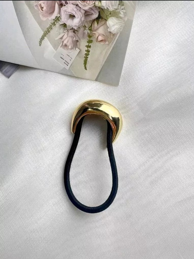 2X Modern Metal Arch Gold Ponytail Holder Hair Band Tie/Cuff