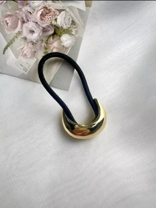 2X Modern Metal Arch Gold Ponytail Holder Hair Band Tie/Cuff