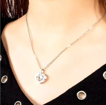 925 Silver & Rose Gold Necklace & Projection Pendant Reads (I Love You) 100 Languages