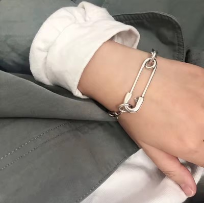 Paper Clip Chain Link Uniqe Sterling Silver Bracelet Unisex