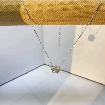 Silver 5 Leaf Clover Pendant On A Gold Plated Necklace