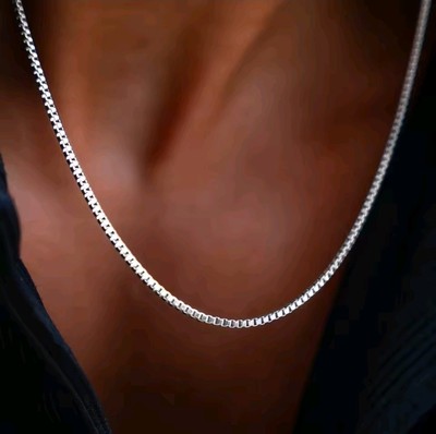 Handmade White GP Box Link Stainless steel 18" Clavicular Necklace