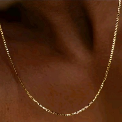 Handmade Gold Plated Box Link Stainless steel 18" Clavicular Necklace