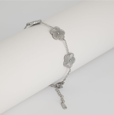 Silver Plated Double Side 5 Leaf Clover  Bracelet Other Colors Available