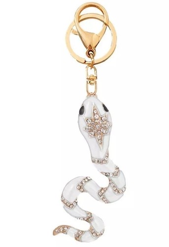 White High Quality Type Rhinestone Snake Keychain/BagPendant