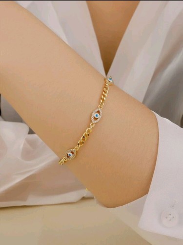 Eden Blue Evil Eye Bracelet - Gold And Cubic Zirconia