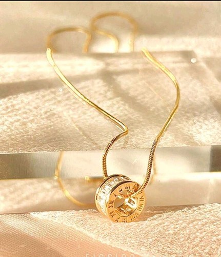 SS 14K Plated Chain Floating Pave Mini Charm x Great Quality Necklace